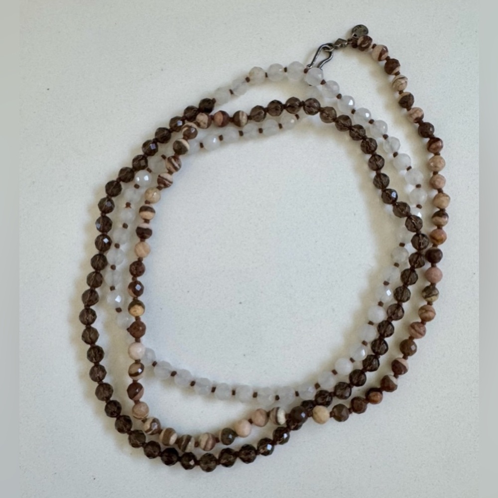 Chan Luu Elegant Brown and White Beaded Necklace